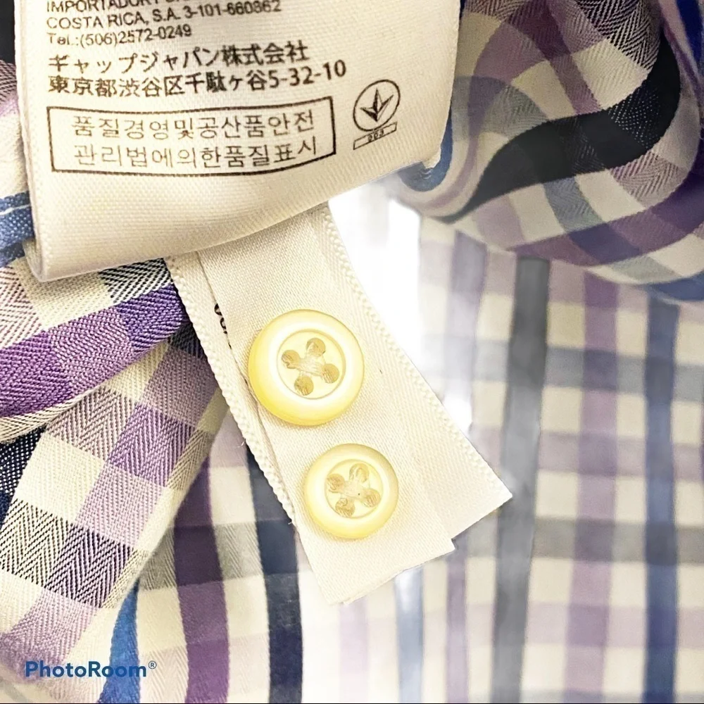BANANA REPUBLIC Plaid Cotton Slim Fit Non-Iron Button Up Casual Shirt,‎ Small